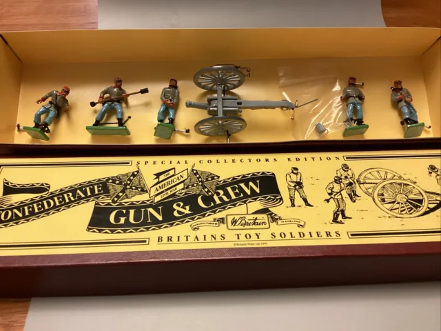 W. Britain American Civil War Confederate Gun & Crew Toy Soldiers #8876