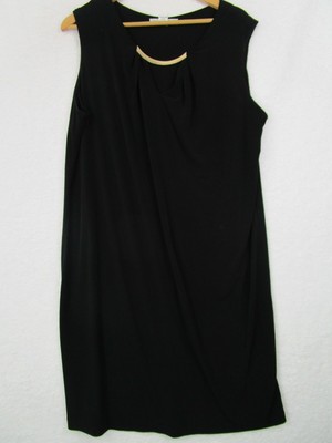 AA Studio Dress Women's 18W Black Sleeveless Metal Buckle Keyhole Neckline Sheat