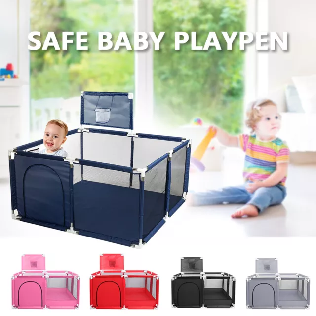 Foldable Kid Baby Playpen Fence Safety Center Play Yard Oxford + Basketball Hoop