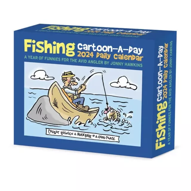Willow Creek Fishing Cartoon-A-Day By Jonny Hawk 2024 6.2" x 5.4" Box Calendar w