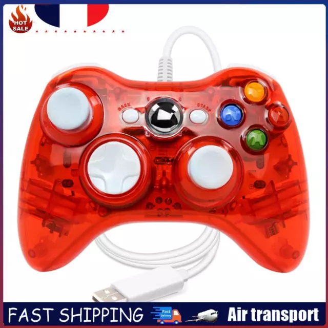 USB Wired Gaming Controller Joypad Gamepad for Microsoft Xbox 360 (Red) FR