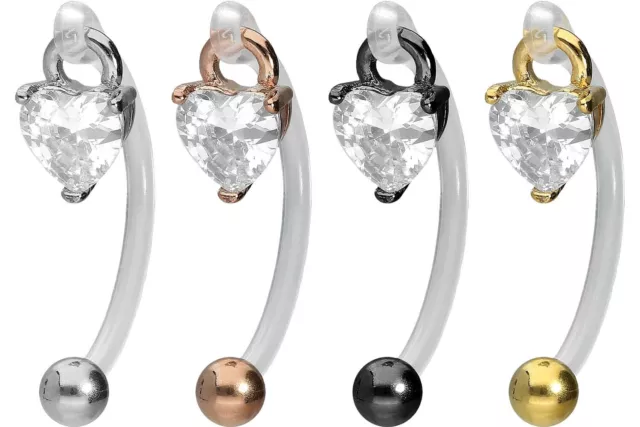 PMFK Intimpiercing Chirurgenstahl Design KRISTALLHERZ Bauchnabel Schmuck