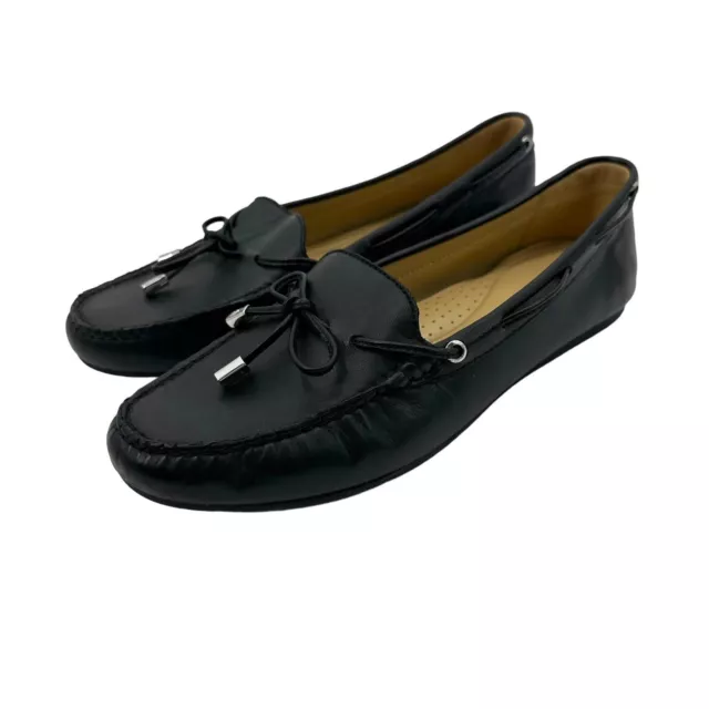 Michael Kors Daisy Moc Shoes 9M MV21A Loafers Flat Black Leather Silver Tassle