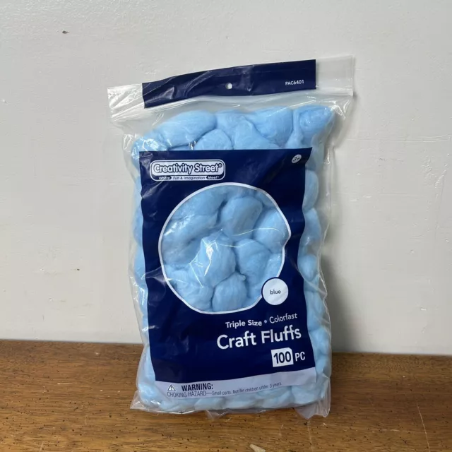 Creativity Street | Cotton Decorated Craft Fluff Ball | Blue | Pack of 100