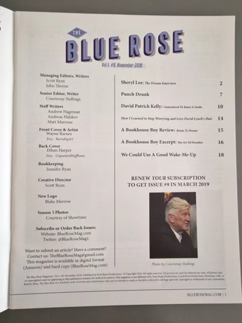 THE BLUE ROSE Magazine Twin Peaks Volume 1 #8 November 2018 £20.00 ...