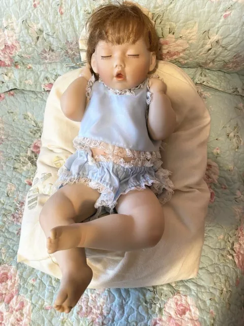 The Ashton Drake Galleries - Good As Gold Porcelain Doll With Cushion