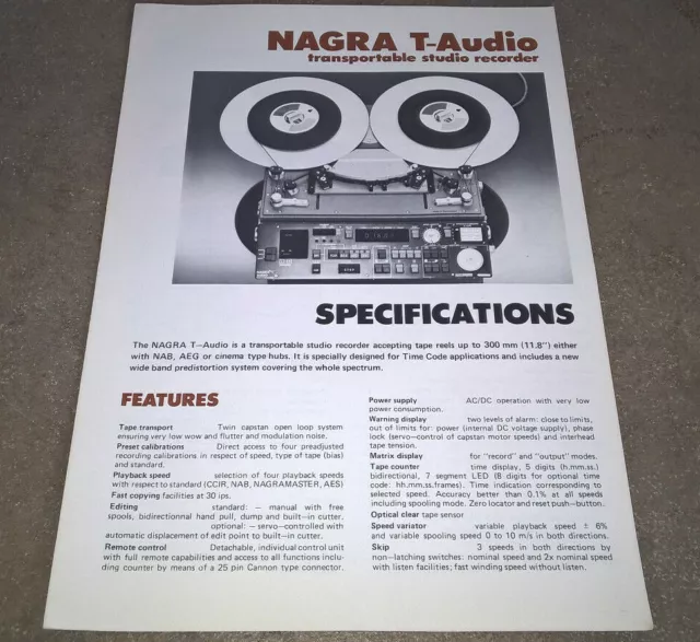 Nagra-Kudelski T-Audio Studio Recorder Prospekt