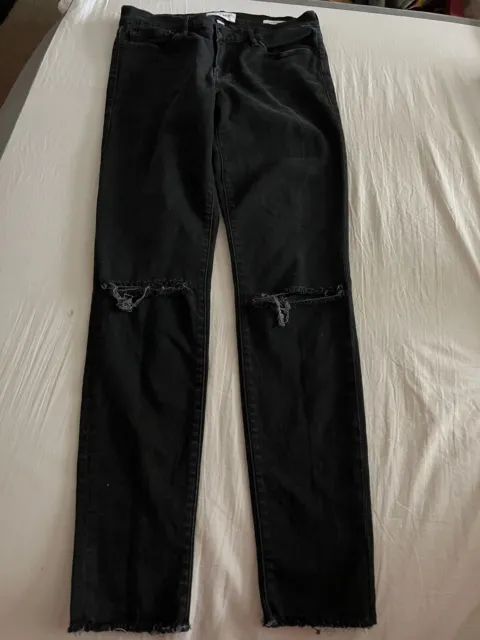Frame Le Skinny De Jeanne Jeans Distressed Denim Black Size 28 329