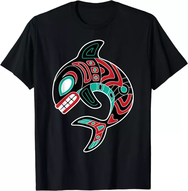 NEW LIMITED Northwest Coast Orca Native American Totem Killer Whale T-Shirt