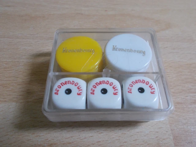 Astuccio Da Set 421 Birra Kronenbourg Con 21 Gettoni E 3 Dadi A Gioco
