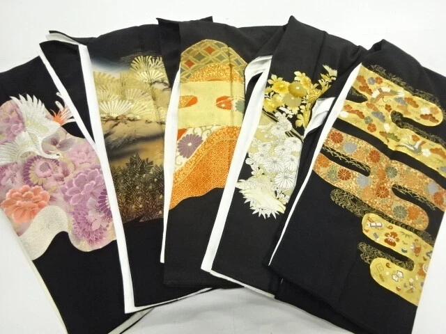 41124# Japanese Kimono / Antique Tomesode / Set Of 5