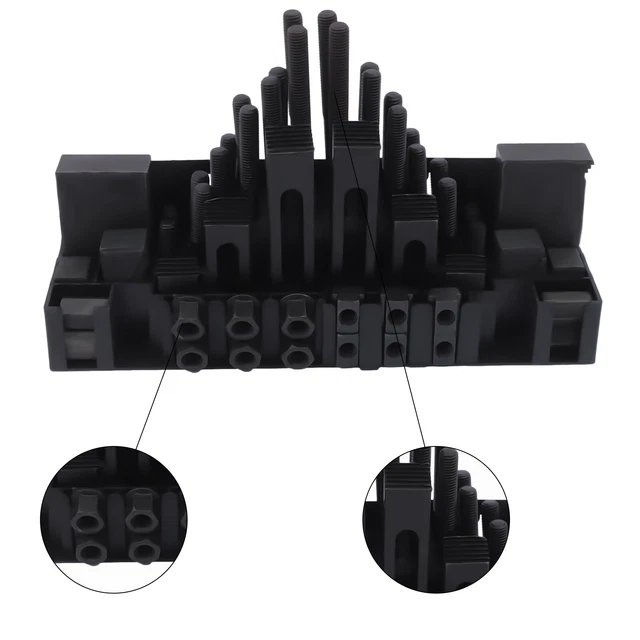 58PCS M12 14MM T-Slots Step Block Clamping Nuts Kit For Metal Milling Machine US