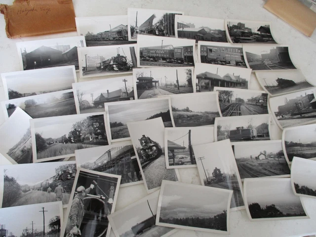 35 ORIGINAL 1940s RAILROAD PHOTOS New Haven trains trip to Holyoke RR stations