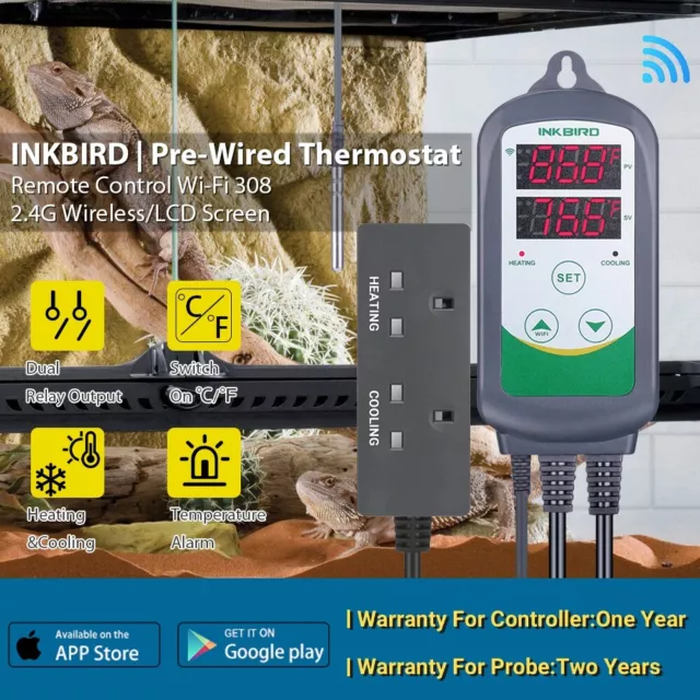 Inkbird Temperature Controller 308 Digital Wifi Thermostat Heating Mat Fan 220V