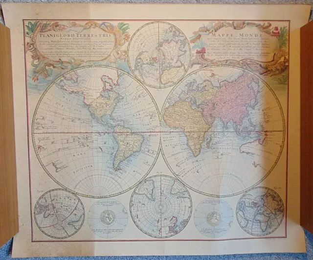 1965 Freizeitkunst Homann Erben Planiglobii Terrestris Weltkarte 1746 Weltkarte