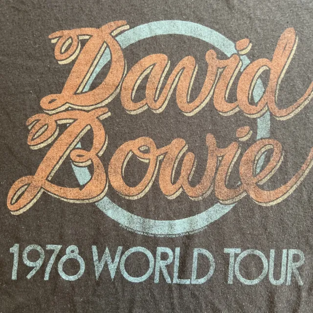 NWOT David Bowie 1978 World Tour Concert Shirt Small 70’s Retro Cursive Logo