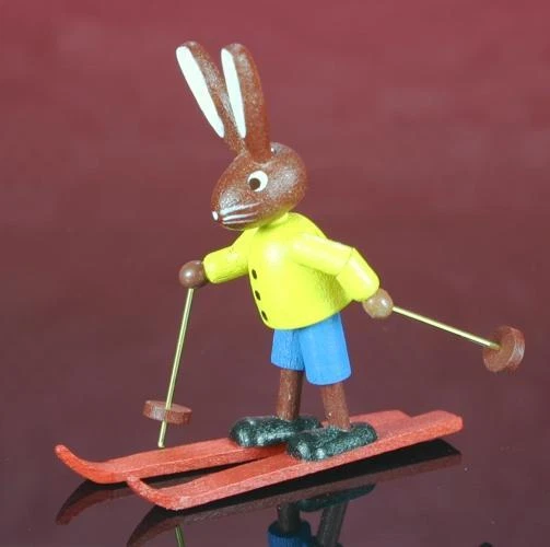 Sciatori Fondisti 5,5 CM Decorazione di Pasqua Lepre Seiffen Nuovo 224/339/2