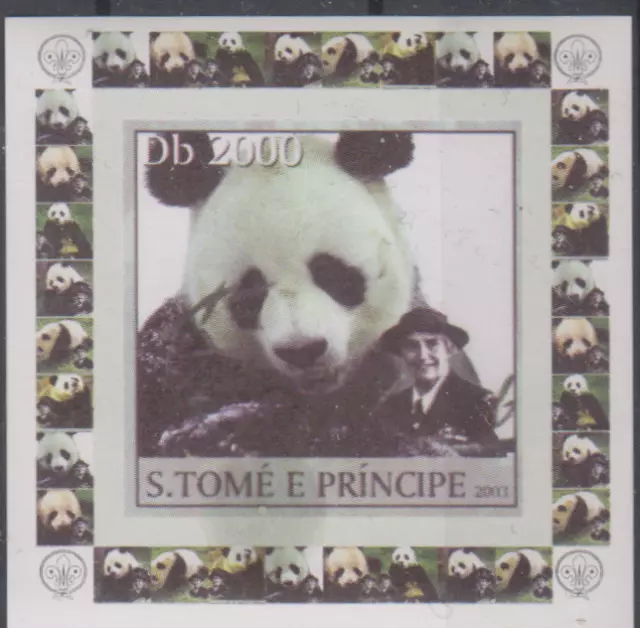 Petit Bloc Panda S-TOME E Principe Neuf non Perforés 2143