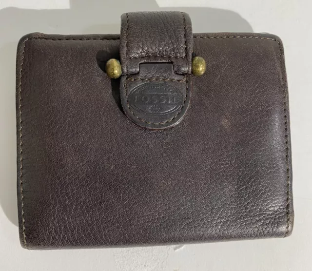 Vintage Fossil Dark Brown Leather Wallet Women’s