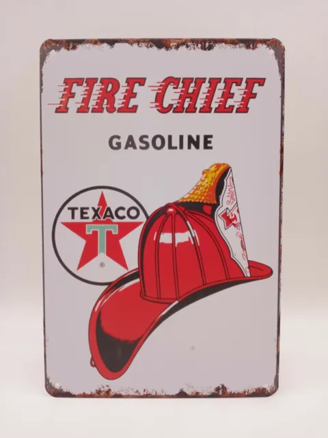 Texaco Fire Chief Tin Sign Gas Oil Sign, Station, Garage, Auto Shop, Man cave