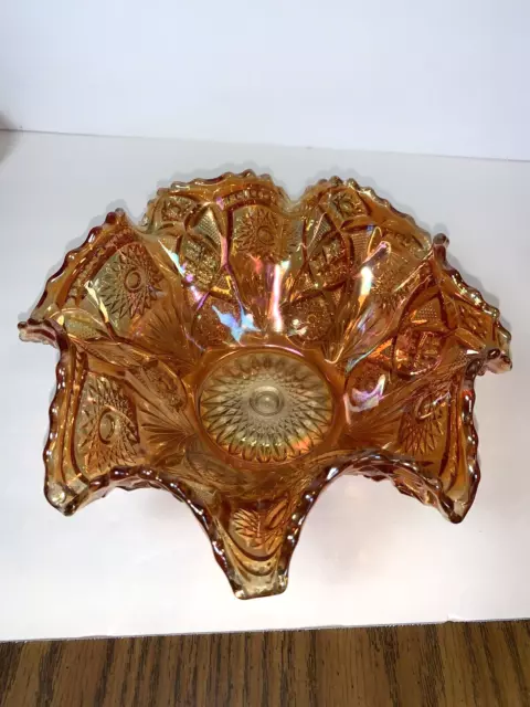 Vintage Imperial Carnival Glass Marigold Iridescent Bowl 402 AKA Fashion 1900’s