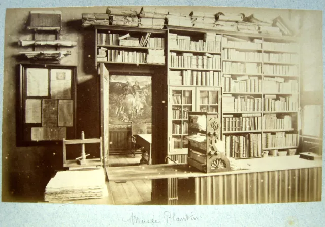 Photo Original Albumen 1880 Anvers Belgique Musée Plantin Archives Livres Presse