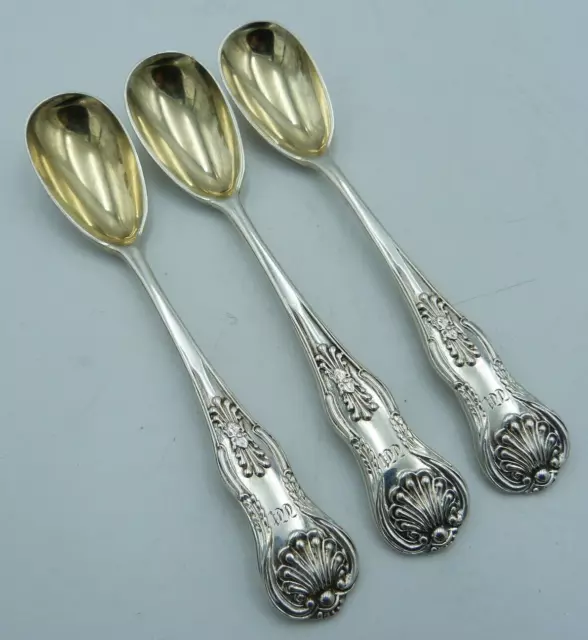 Set di 3 cucchiai vittoriani senape argento massiccio - simili al modello Queens Kings