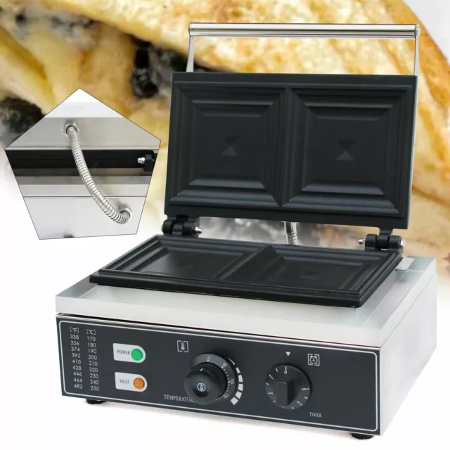 Electric Sandwich Maker Commercial Panini Press Grill Maker + Time&Temp Control