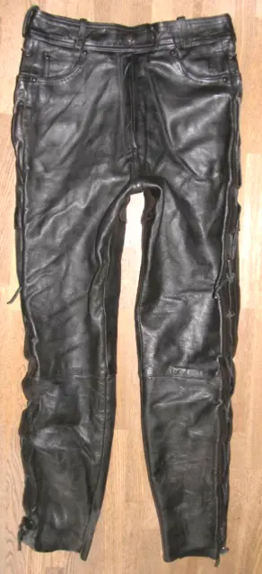 " Arizona " Femmes Schnür- Jean en Cuir/ Motard- Pantalon Cuir Dans Noir Env.