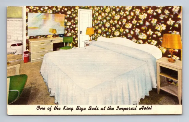 Imperial Hotel King Size Bed Portland Oregon Advertising Postcard
