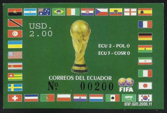 Ecuador Hojita Block 138 2006 Copa Mundial de Fútbol football Alemania ECU 2 PO