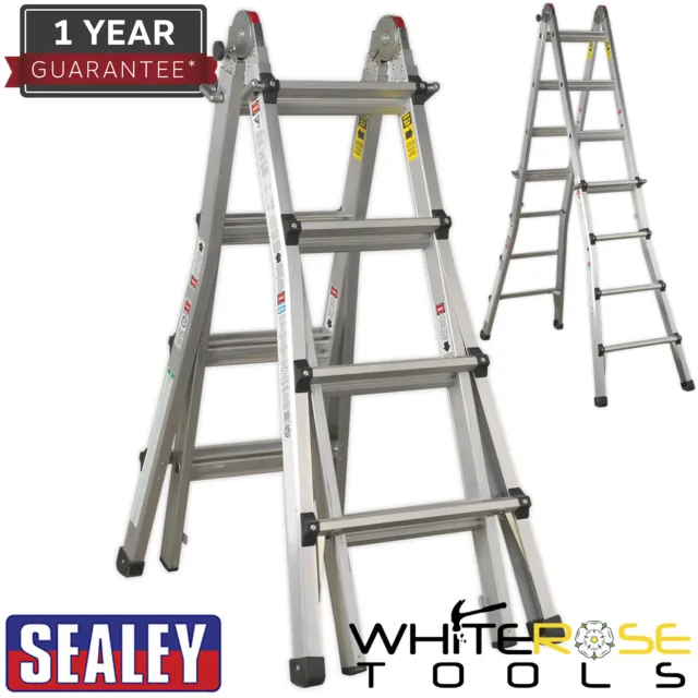 Sealey Aluminium Telescopic Ladder 4-Way EN 131 Adjustable Height