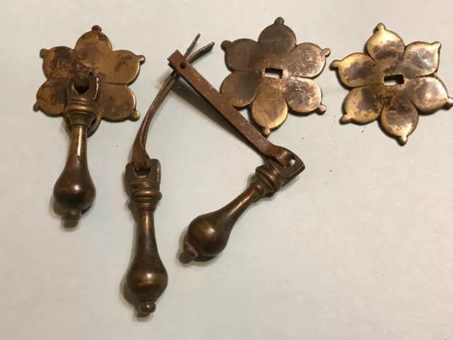 RARE 17th/18th Century William and Mary Set of Three ORIGINAL drop pulls!
