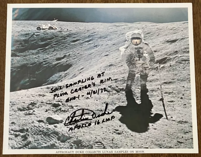 Charlie Duke Apollo 16 Signed 10 x 8 Lunar Surface Litho *Zarelli Space LOA*