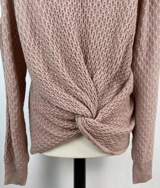 Shein Curve Twist Back V-neck Sweater 3XL 3X 18 Plus Pink Beige Soft Honeycomb 8