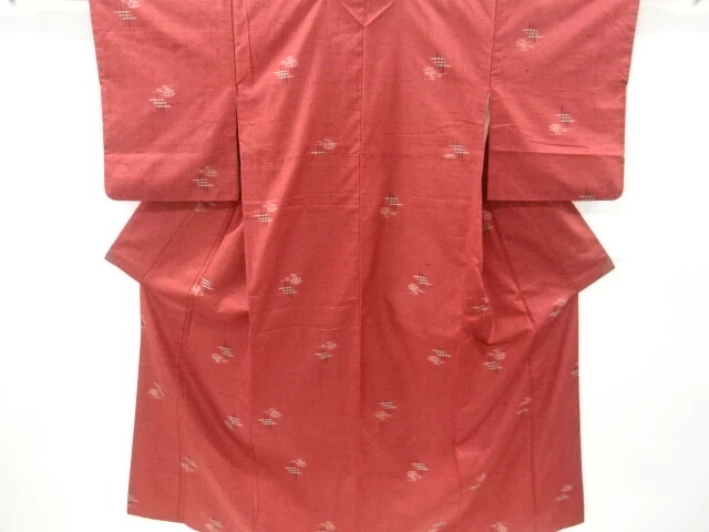 6823480: Japanese Kimono / Vintage Kimono / Fushi Tsumugi / Woven Kasuri Pattern