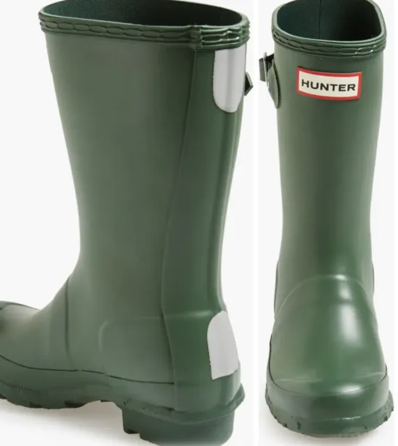 Hunter Young Original W23500 Tall Rain Boots Green Size US 3M/4F UK 2 Wellies