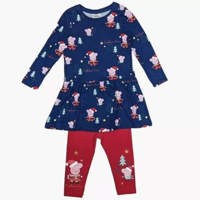 Abito top e leggings per ragazze Peppa Pig Natale a maniche lunghe set di abiti festivi