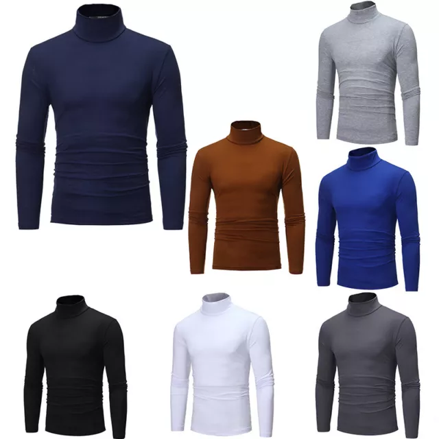 Men Long Sleeve T-shirt Turtleneck Jumper Undershirt High Neck Top Pullover New