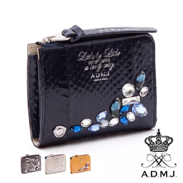 ADMJ WALLET FOLDING Ladies Accessory Snake Leather Crystal Sewing Small ...