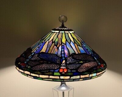 Vintage Art Deco Tiffany Style Dragonfly Stained Glass Lamp Shade ~ Pickup Only