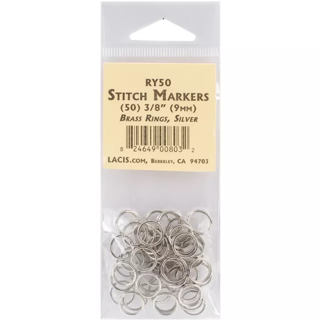 2 Pack Lacis Brass Ring Stitch Markers-3/8" 50/Pkg RY50SILV
