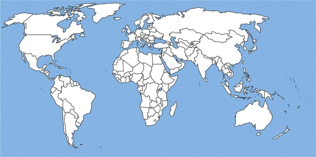 185866 BLANK WORLD MAP GLOBE COUNTRIES CONTINENTS OCEAN Wall Print Poster