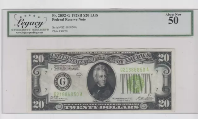 Federal Resere Note $20 1928B Redeemable in gold Legacy Graded about new 50