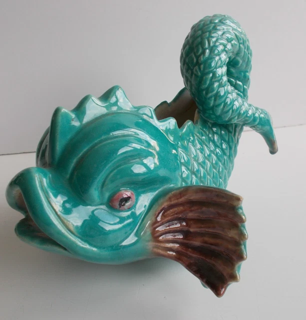 1920's BAVENT Made in France Majolica Gurnard/Soldier Fish bowl very unique RARE
