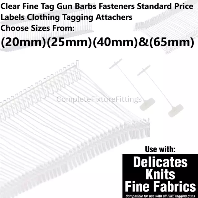 Fine Attachments, Kimble, Barbs, Fasteners ,Tags for Fine Tagging Gun 1000&5000