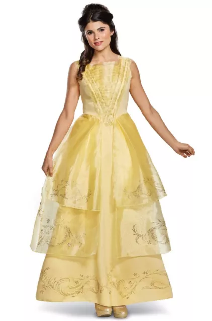 Belle Ball Gown Deluxe Disney Beauty Beast Fancy Dress Halloween Adult Costume