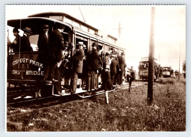 Brooklyn Trolleys bound for Manhattan 1897 New York City Reprint Postcard BRL17