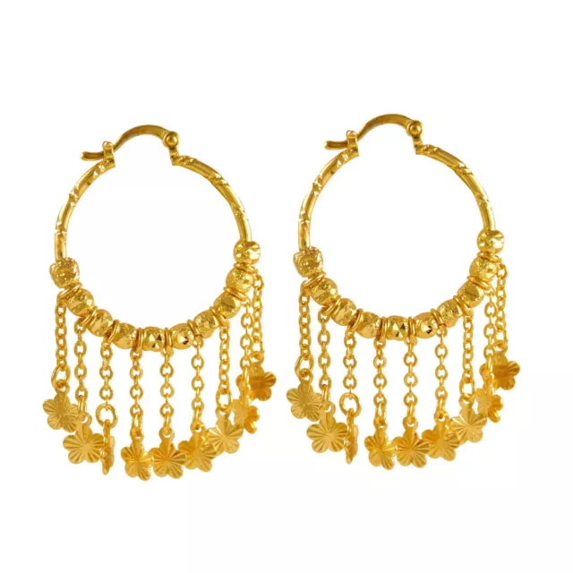 Hoops Earrings for women Gold Plated Ethnic Clip-on Pierced Hoops Drop Jewelry