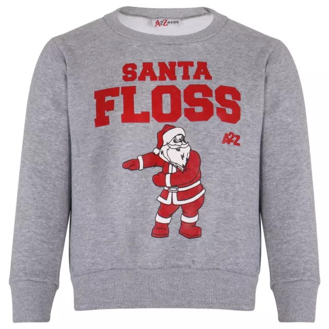 Felpe Natale Bambini Ragazzi Ragazze Grigio Natale Floss A2Z Natale Festive